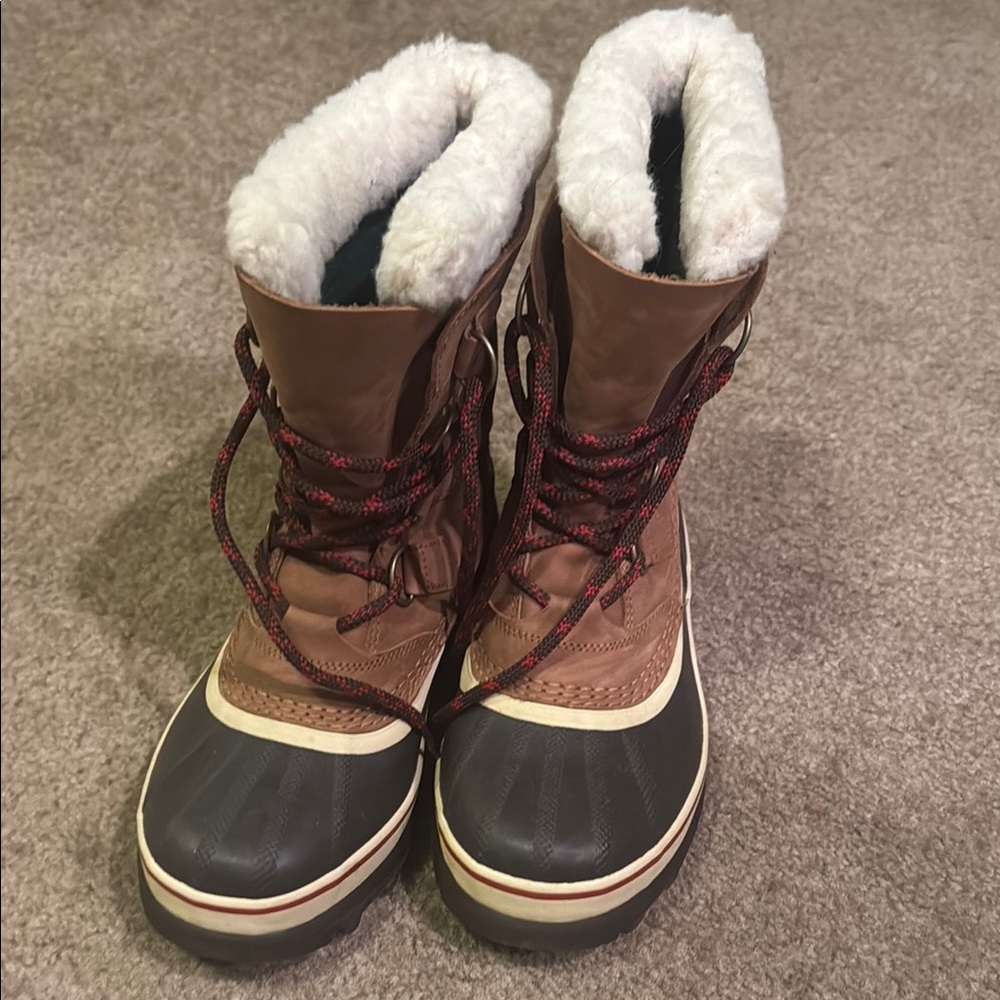Sorel Brown and Black Winter Boots with Waterproof Design